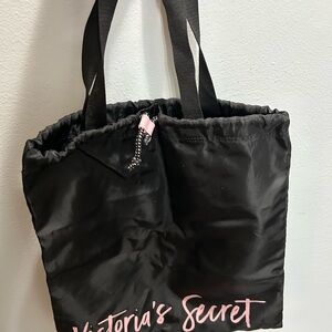 Victoria's Secret Black Drawstring Tote Bag
